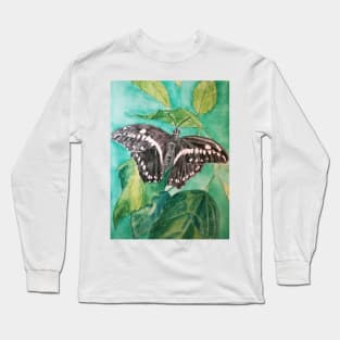 Black and white butterfly watercolour painting Long Sleeve T-Shirt